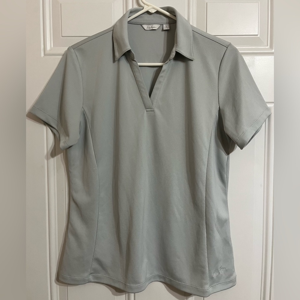 Lady Hagen Essentials Women’s L Gray Short Sleeve Polo Golf Performance Shirt